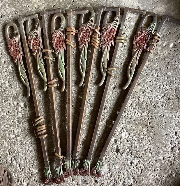 💥 28 Vintage FANCY Victorian Art Deco Swing Arm Curtain Rods. With Mounts