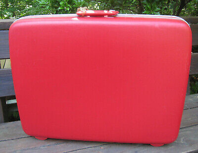 Vtg Samsonite Silhouette Wild Strawberry RED large Hard Case Luggage 25" KEY