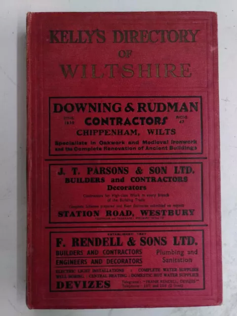 Kelly's Directory of Wiltshire with Map 1935 HBK edition