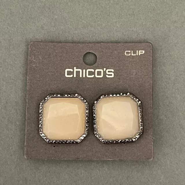 Chico's Square Women's Fashion Clip Earrings NWT