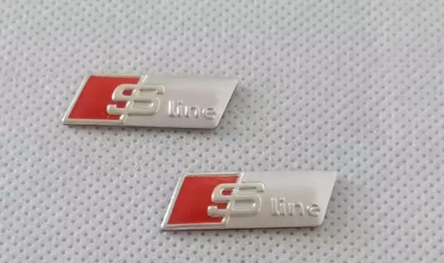 3x Logo Audi S Line Mat Silver Volant Sline Sticker aluminium AUTO Neuf 3