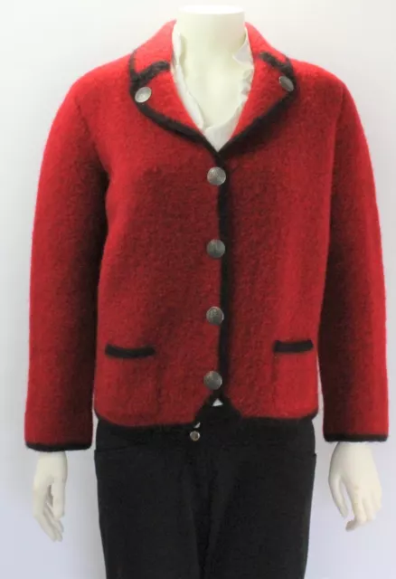 Vintage 1940's Hofer Austria Boiled Wool Women's Button Up Jacket Coat Red