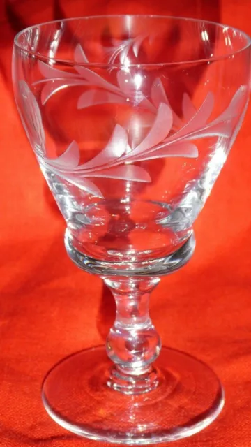 Cut/Engraved 6 small rummer/wine/port glasses - delicate and very pretty - boxed 3