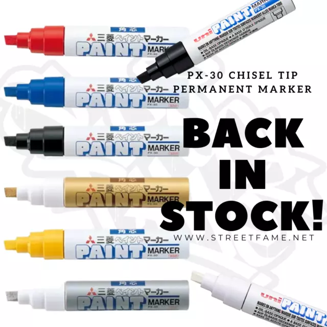 Uni PX-30 Paint Marker 4.0-8.5mm Paint Pen Graffiti Art Gold Silver Red Blue.