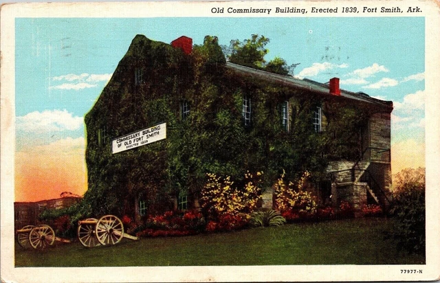 Old Comminssary Bldg Fort Smith Arkansas AR WB Postcard PM Clean Cancel WOB Note