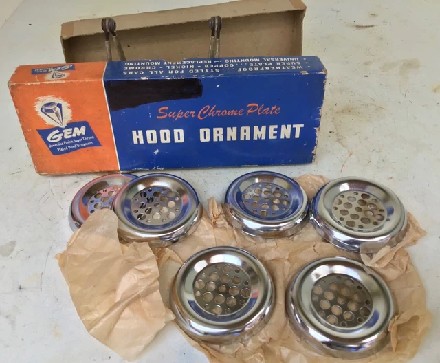 NOS vintage car GEM air vent HOOD ORNAMENTS Chevy/GM Ford Mopar hot rod old auto