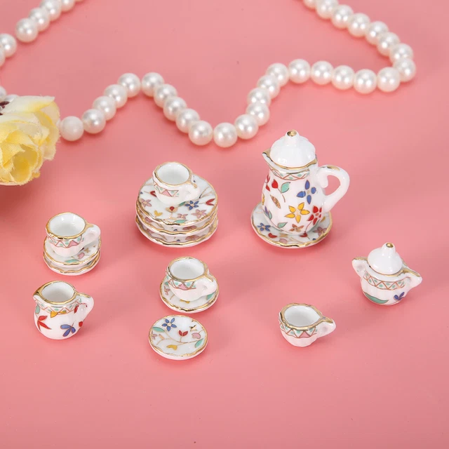 (Colorful Floral) 15Pcs Porzellan Dekoration Spielzeug Tee Set 2