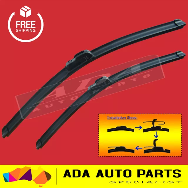 2 Frameless Windscreen Wiper Blades For Mazda3 BK (PAIR)