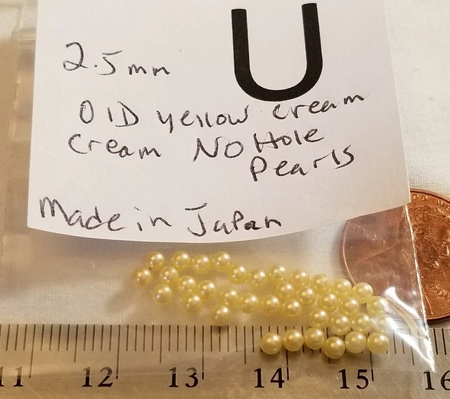 Vtg 2.5 mm No Hole Pearl bead ball Cream White Jewelry Findings Lot Craft repair