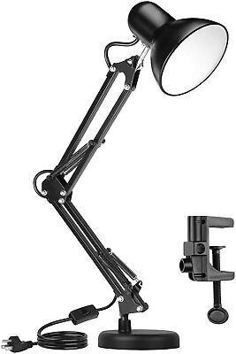 Metal Desk Lamp Adjustable Swing Arm with Interchangeable Base And Clamp