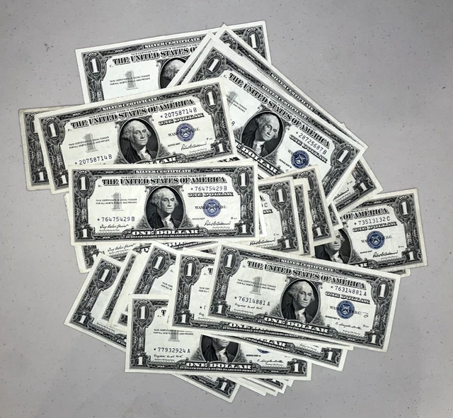 1957 STAR Note UNCIRCULATED One Dollar Blue Seal Silver Certificate Bill $1
