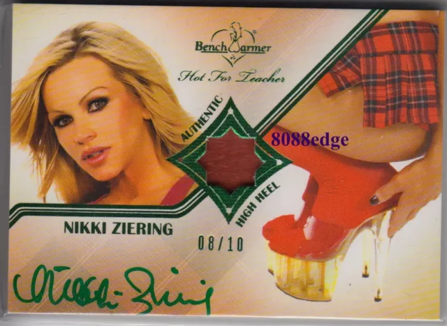 2011 Benchwarmer Swatch Auto: Nikki Ziering #8/10 Green Autograph High Heel Shoe