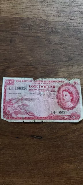 Caraïbes Billet Ancien De 1 One Dollar 1963 P1373