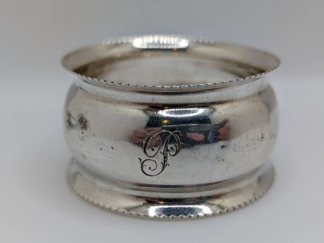 Antique English Sterling Silver Napkin Ring "P" initial engraving, dated 1929