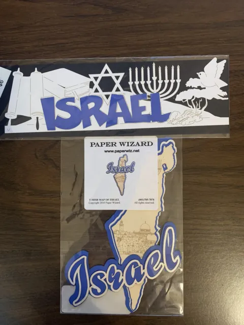 Pieza de papel troquelado con láser Israel TÍTULO libro de recortes de viajes vacaciones - Lote de 2