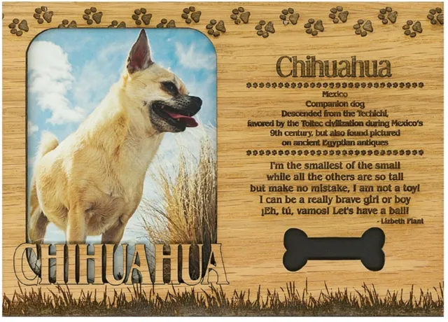 Chihuahua Engraved Wood Picture Frame Magnet