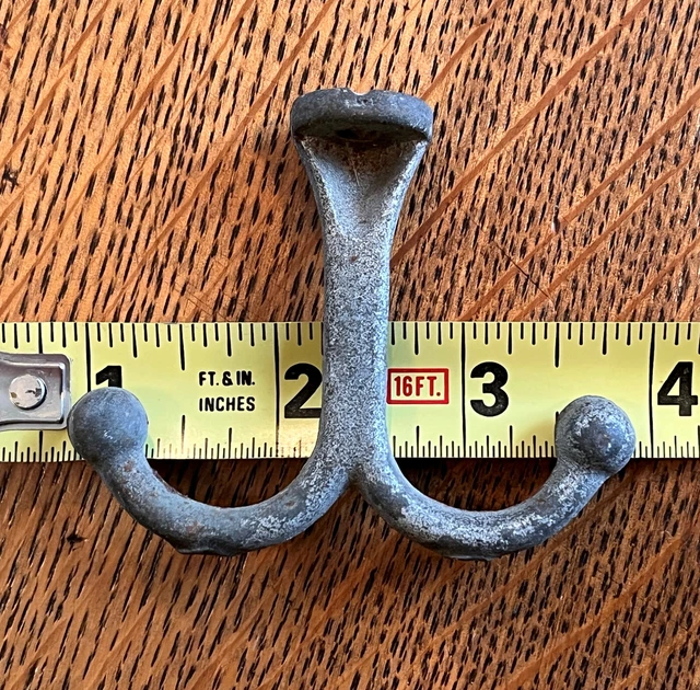 VTG Double Ball Tip Porch Ceiling Plant Chime Lantern Hook Barn Tack Rusty Gray 4
