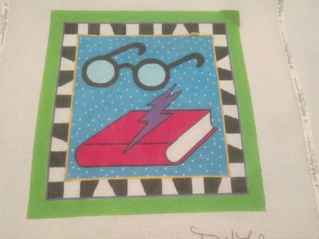 Book And Glasses-Deelda-Handpainted Needlepoint Canvas