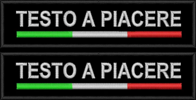 Toppa Patch ricamata TESTO A PIACERE- ITALIA - Toppe da cucire 12 x 3 cm