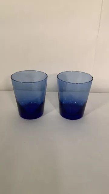 Set  2 Vintage Libbey Cobalt Blue  Tumblers Drinking Glasses Flared