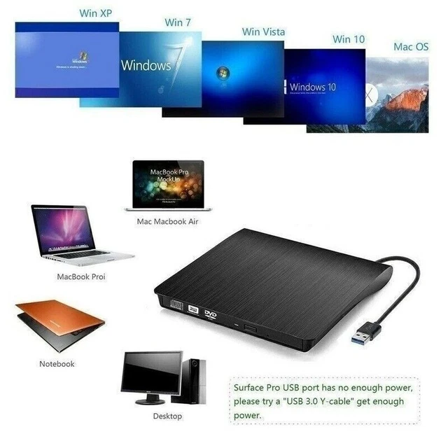 Ultra-thin USB External Optical Drive DVD RW CD Burner Optical For laptop PC