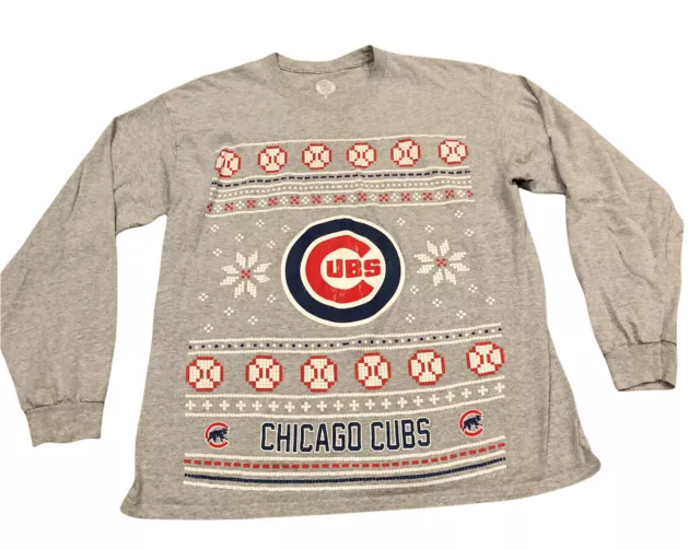 Chicago Cubs Shirt Large Gray Sports Crate Christmas Limited Edition Men *Defect