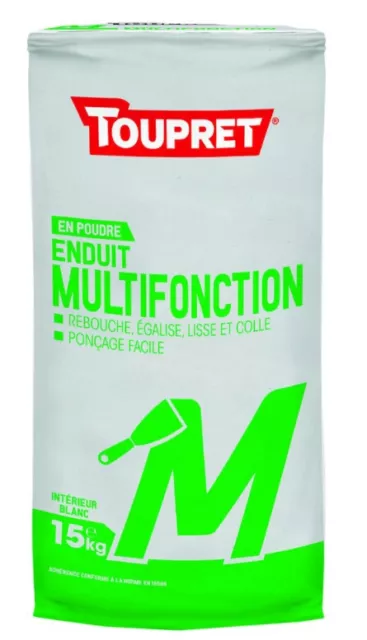 Enduit multifonction 4 en 1 rebouche égalise lisse colle poudre 15kg TOUPRET