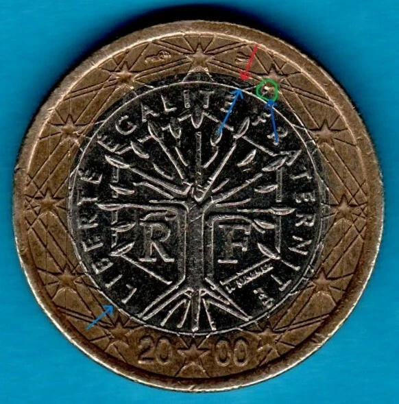 1 EURO MÜNZE Frankreich 2000 Liberte Egalite Fraternite Fehlprägung EUR