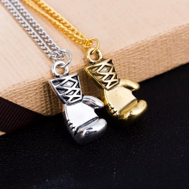 Gold Silver Plated Boxing Glove Sports Pendant Chain Necklace Mens Boys Gift