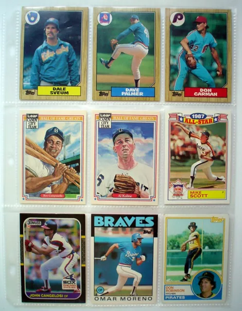 Lot Of Nine 1983-88'S Baseball Cards+1 Refill *** 9 Cartes De Baseball 1983-88 +