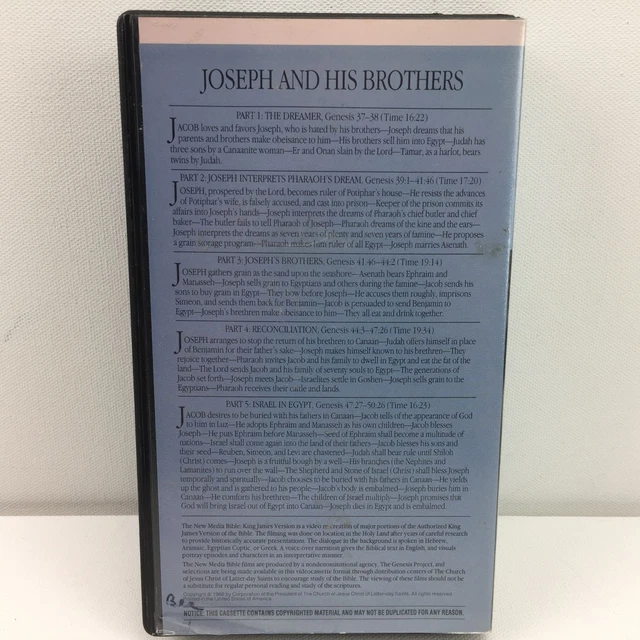 VHS JOSEPH AND His Brothers New Media Bible KJV Film Video Recreation