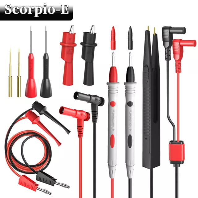 11PCS Multimeter Test Lead Kit Tweezer Alligator Clip Wire Electrical Test Probe