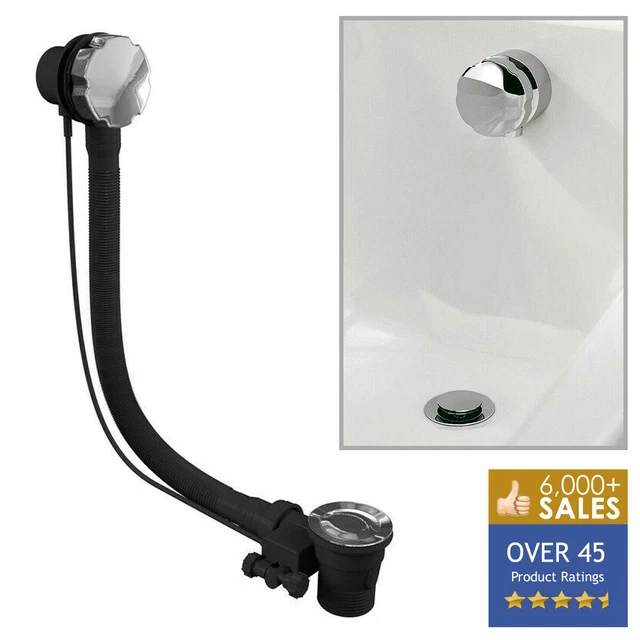 POP UP BATH Plug Modern Concealed Waste Twist to Open Close Chrome