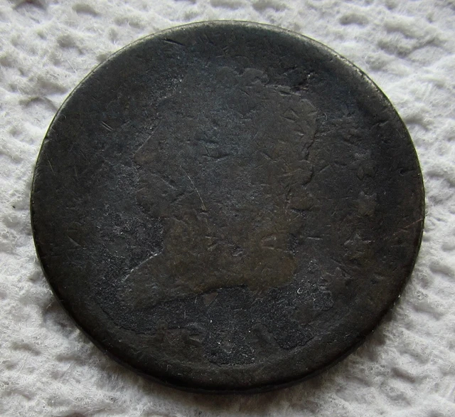 1814 Classic Head Large Cent Rare Date Type Coin Low Grade Corroded Hole Filler