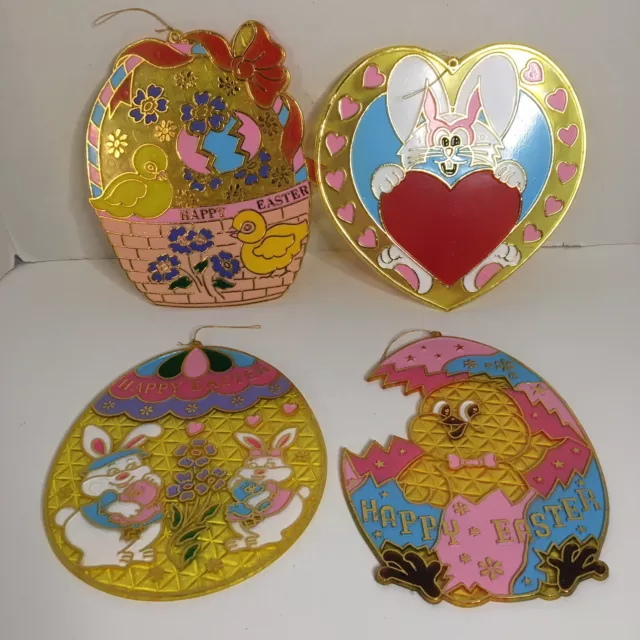 Vtg  Easter Stained Glass-Look Crystalline Window Hanging Decoration  Lot 4