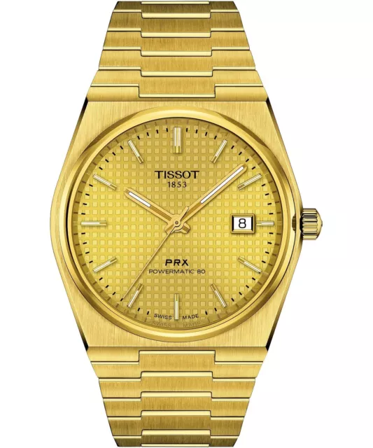New Tissot T1374073302100 Prx Auto 40Mm Gold Pvd Bracelet T137.407.33.021.00