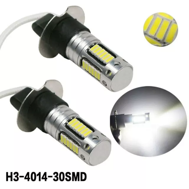 Pair of Super Bright H3 LED Bulbs Canbus 6000K White 100W Power Output