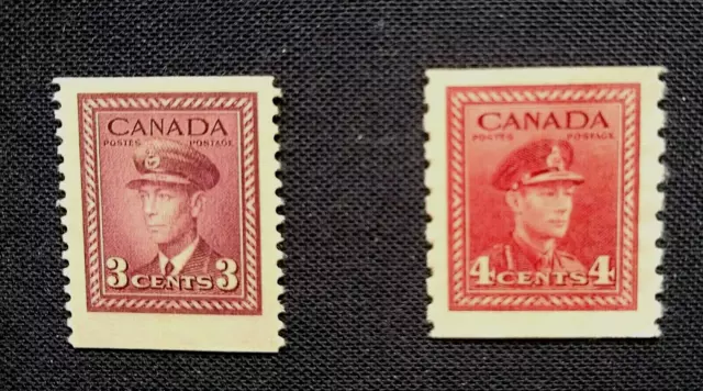 🟪CANADA -1942/43 King George - COIL ISSUE - MINT HINGED - 4 CENTS + 3c BOOKLET
