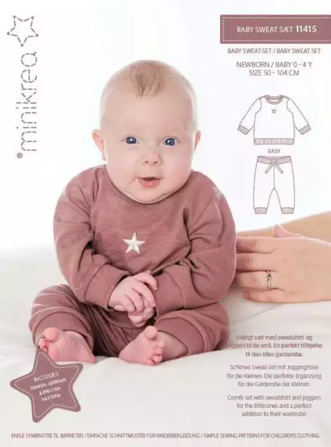 Schnittmuster minikrea 11415 Babyset Sweater, Sweathose Gr. 50-104