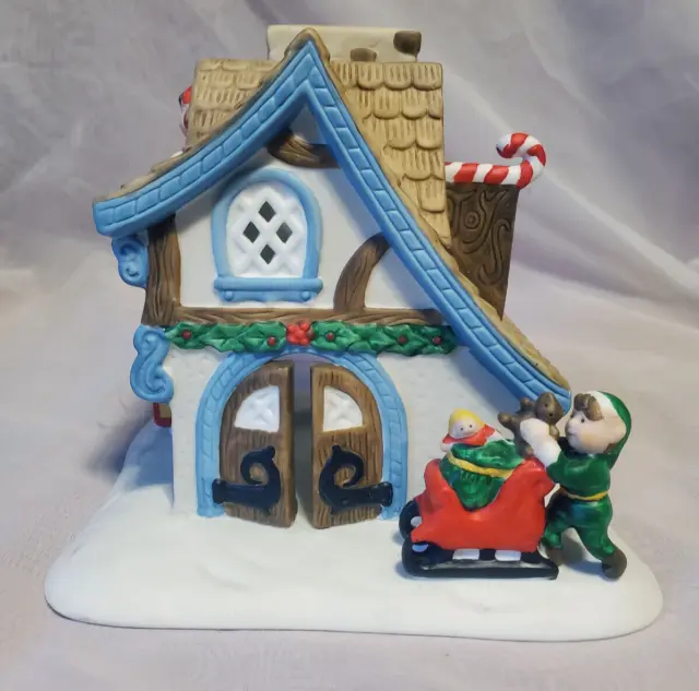 Partylite Santa's Workshop Christmas House Gingerbread   Tealight Candle Holder