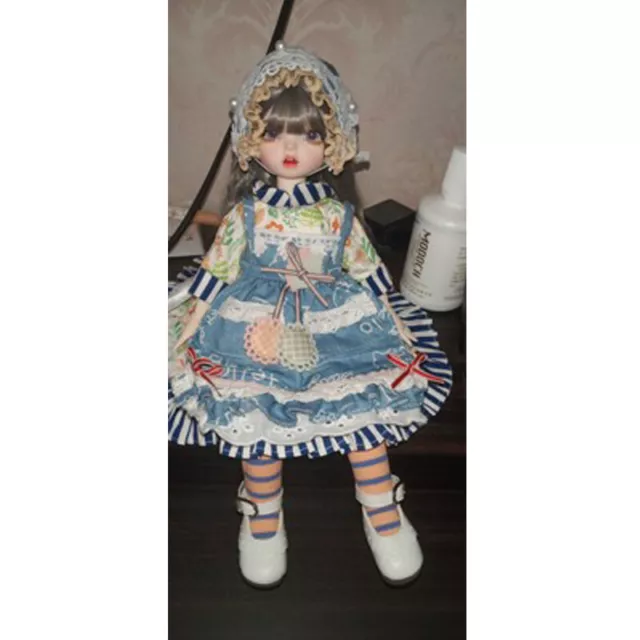Mini bambola 1/6 BJD set completo palla articolata ragazza bambola occhi abito trucco regalo capelli 6