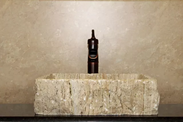 Natural Stone Sink - Onyx Sink - Rustic Travertine Marble - Hand Carved Vessel