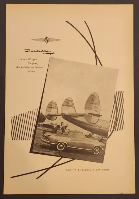 137) Carl F.W. Borgward GmbH Bremen * Isabella Coupe * Werbung Reklame 1959