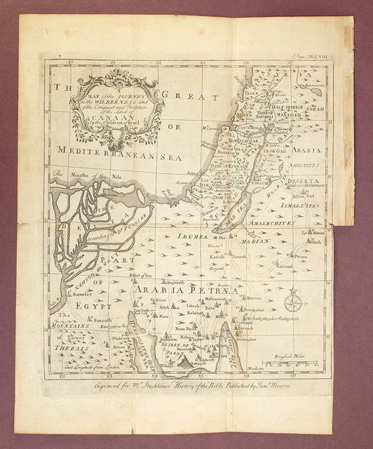 1750s Original Antique Map of The Conquest of Canaan - M. Stackhouse