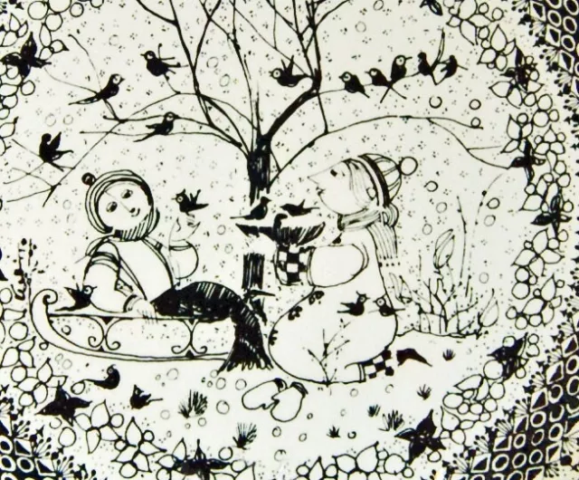 Bjorn Wiinblad MCM Nymolle Denmark Winter Wall Plate from the Seasons Series 2