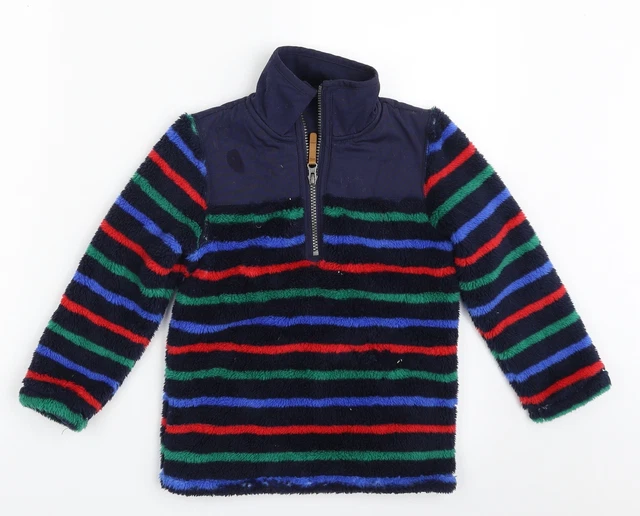 Felpa pullover Joules ragazzo blu a righe 100% poliestere taglia 6 anni cerniera