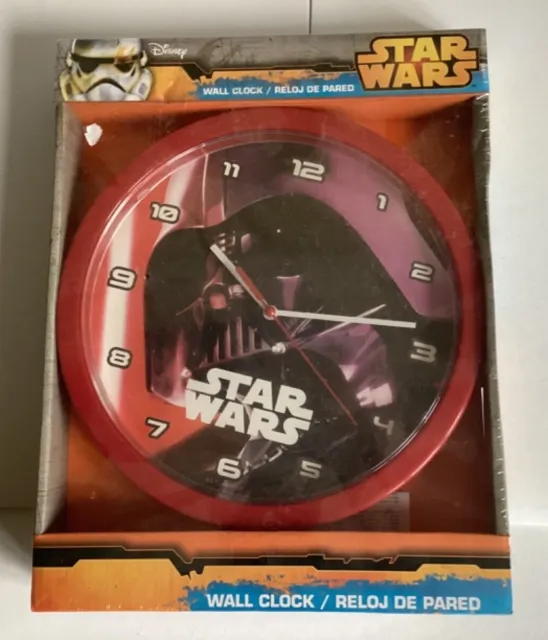 Star Wars -Wall Clock -Darth Vader -Disney-New Sealed- 9.5" Rare Bargain