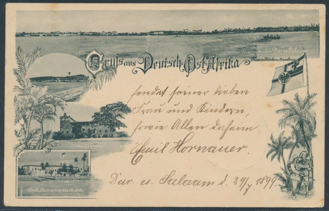 DOA Krone EF Litho-AK Gruss aus DOA Marine-Schiffspost No. 17 Attest (S21600)