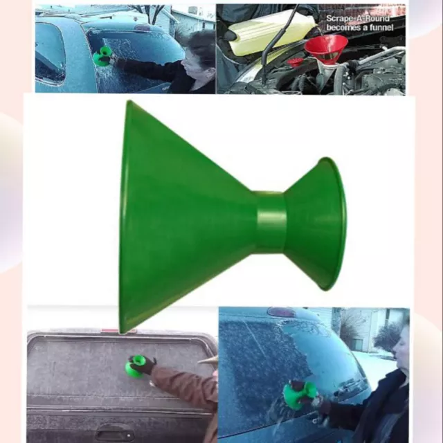 Green Car Snow Remover Tool Windshield Ice Snow Scraper Round Funnel Cone