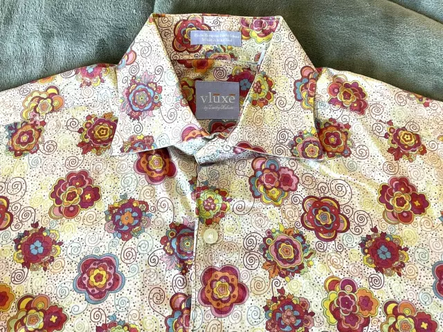 Vluxe by Lucky Nation Multi-Color Paisley L/S Mens Casual Dress Shirt Sz Large